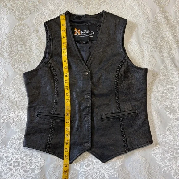 Xelement Motorcycle Genuine Leather Vest With Braided Detail Black Size Large - Picture 8 of 8